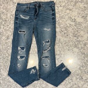 American Eagle Outfitters Ripped Blue Skinny Jeans